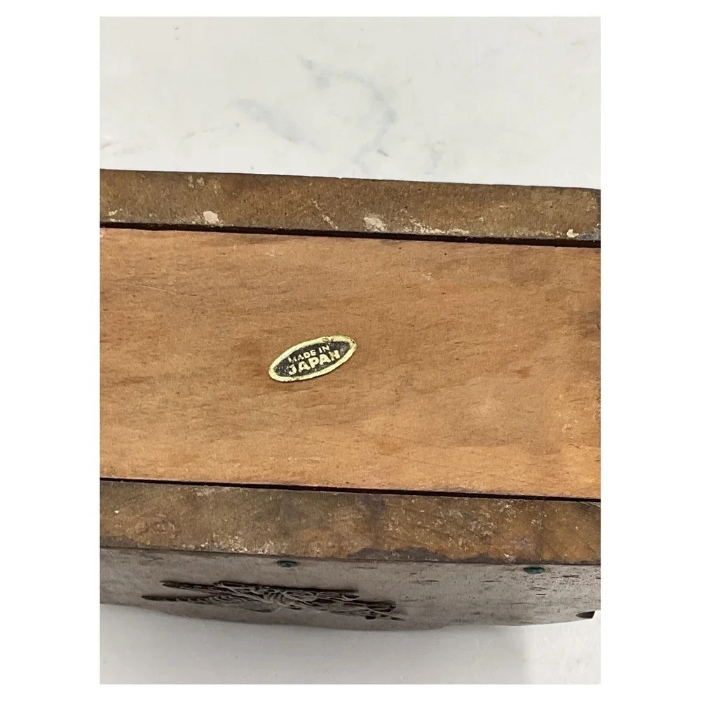 Vintage 1954 Wood Letter Holder Hammered Copper Eagle‎ Japan